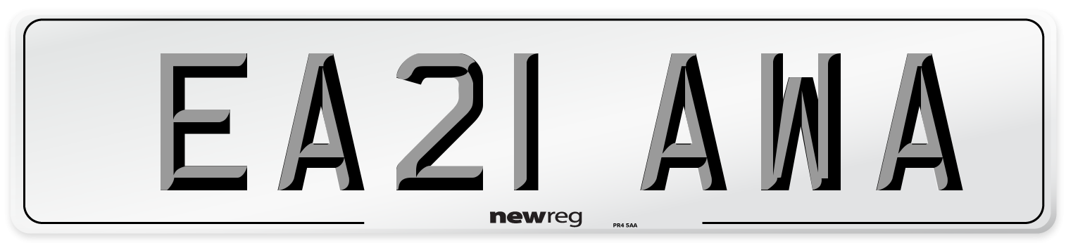EA21 AWA Number Plate from New Reg